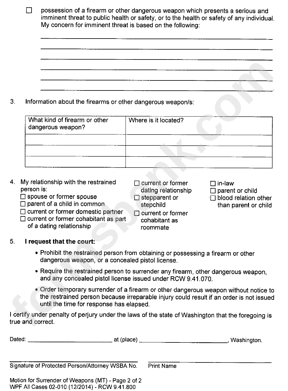 Petition For Order For Protection Respondent Under Age 18 Form - Poulsbro Municipial Court