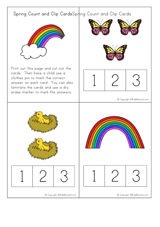 Spring Count And Clips Cards Printable pdf