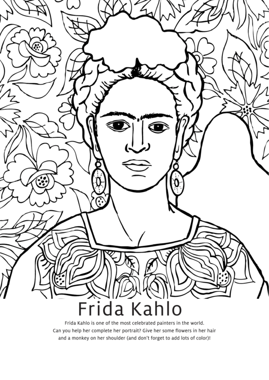 Frida Kahlo Coloring Sheet printable pdf download