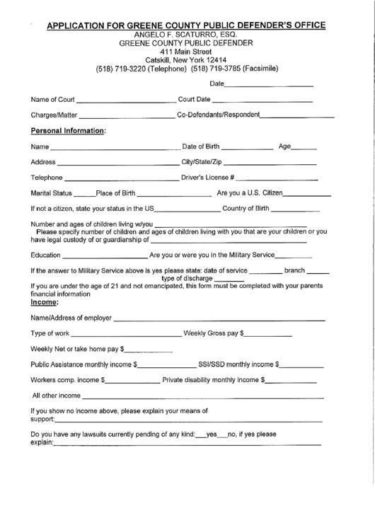 Application For Greene County Public Defender