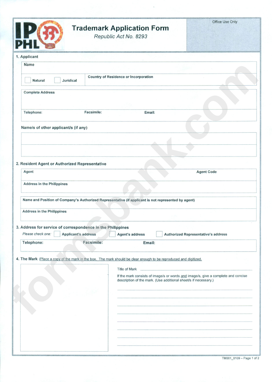 Form Tm001 - Trademark Application Form