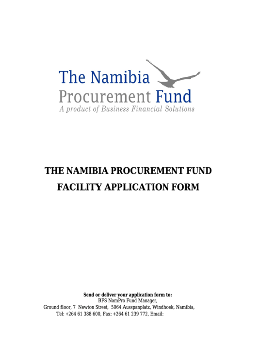 The Namibia Procurement Fund Facility Application Form Printable pdf