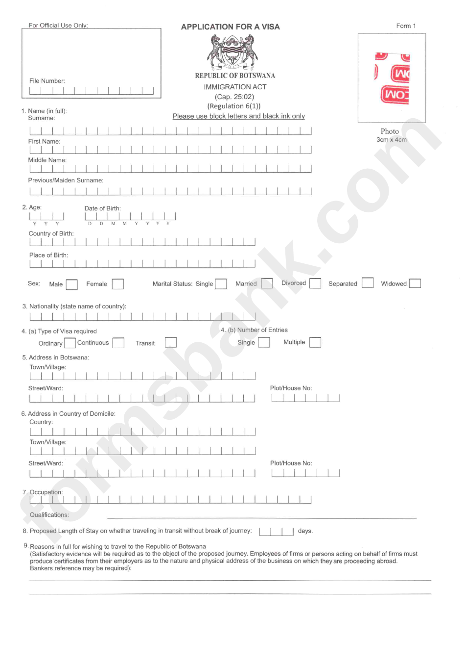Application For A Visa - Imigration Act