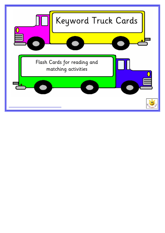 Keyword Truck Cards - Flash Cards For Reading And Matching Activities Printable pdf