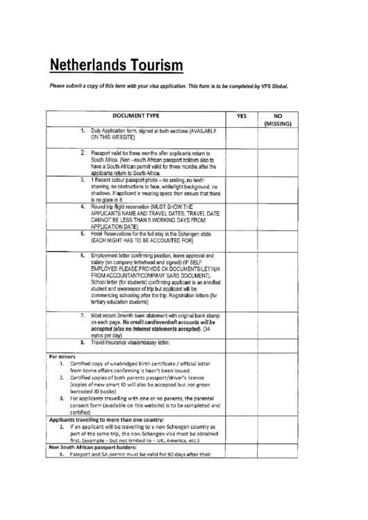 Netherlands Visa Application Form Netherlands Tourism Printable Pdf 