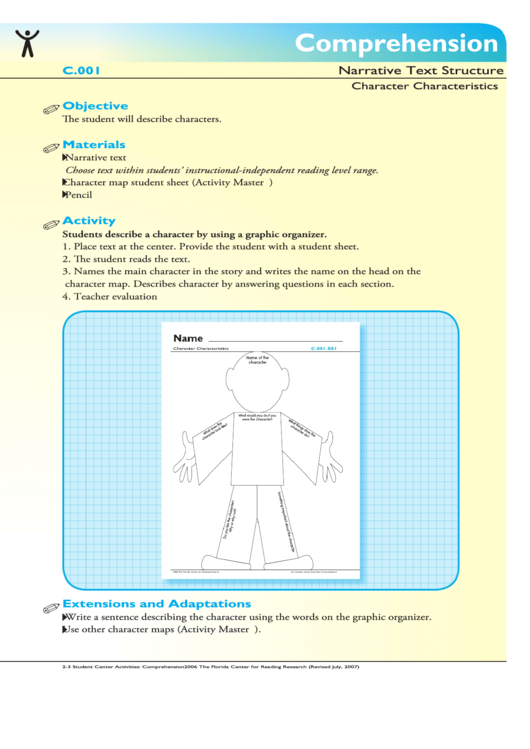 Fillable Comprehension Character Characteristics Worksheet Printable pdf