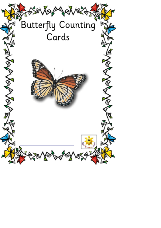 Butterfly Style Number Flash Card Template Printable pdf