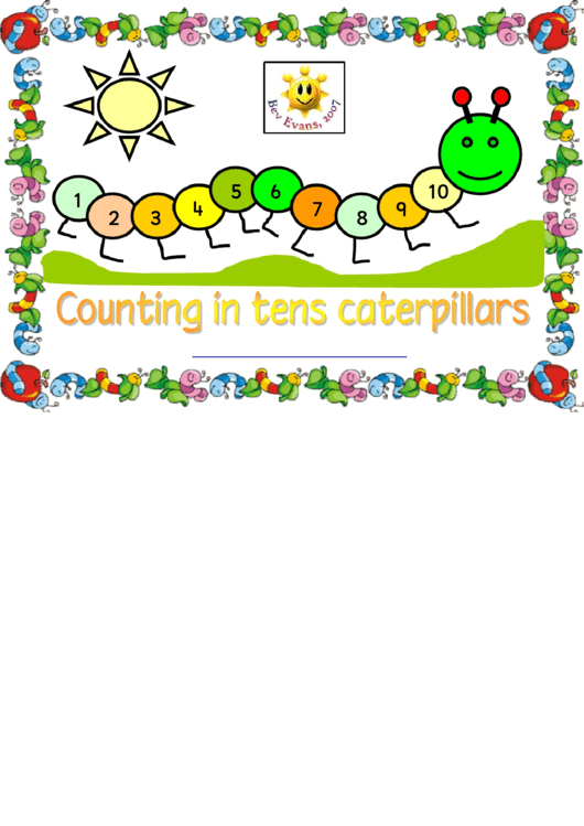 Counting In Tens Caterpillars Practice Sheet