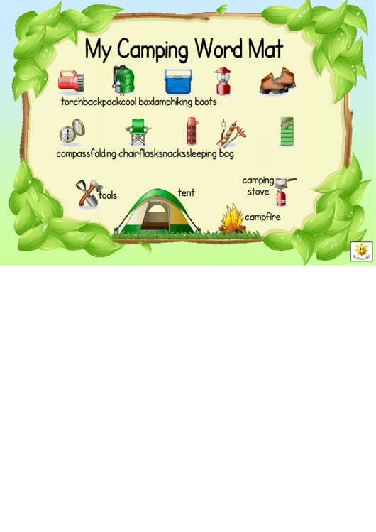 My Camping Word Mat Printable pdf