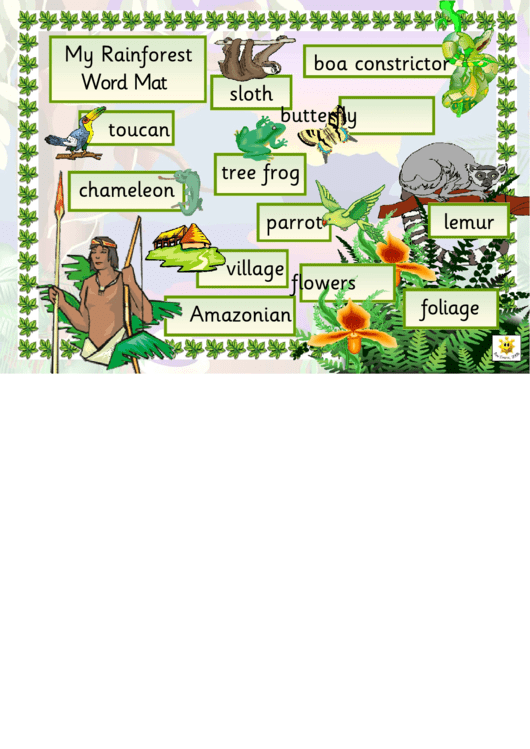 My Rainforest Word Mat Printable pdf