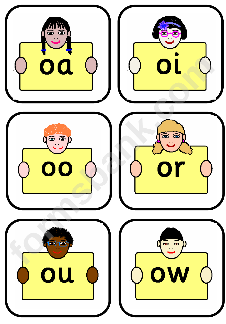 Girl And Boy Digraph Cards