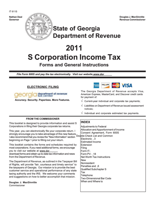 Form It-6211s - S Corporation Income Tax Forms And General Instructions - 2011 Printable pdf