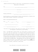 Form T-19a - Affidavit Of Authority To Receive Title(s) And/or Title Documents For A Company, Corporation Or Partnership