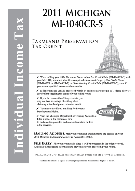 Instructions For Form Mi-1040cr-5 - Michigan Farmland Preservation Tax Credit - 2011 Printable pdf