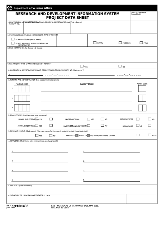 Va Form 10-1436 - Printable pdf