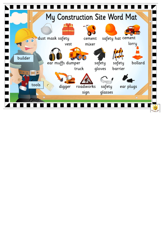 My Construction Site Word Mat Printable pdf