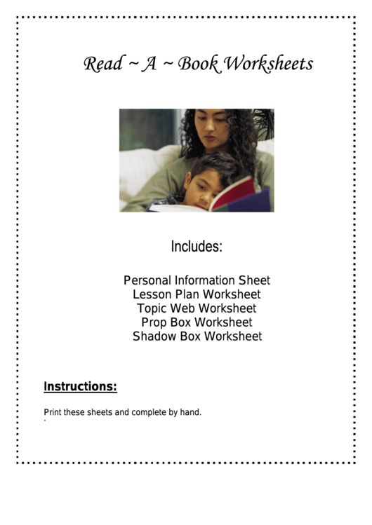 Read A Book Worksheets Printable pdf