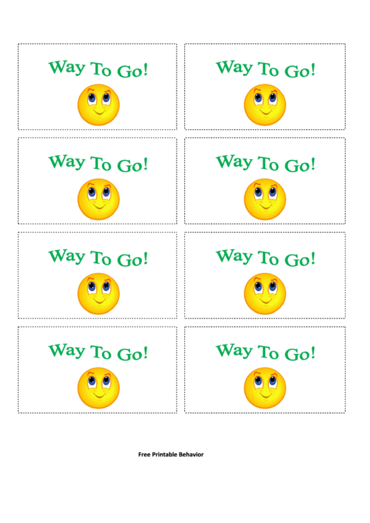 Fillable Way To Go Behavior Chart Printable pdf