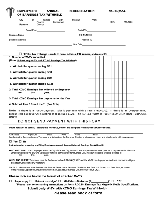 Form Rd-113 - Employer