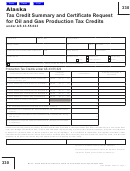 Form 330 - Tax Credit Summary And Certificate Request For Oil And Gas Production Tax Credits