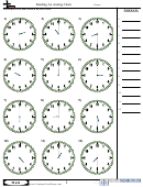 Reading An Analog Clock Worksheet Template With Answer Key Printable pdf