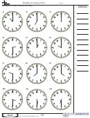 Reading An Analog Clock Worksheet Template With Answer Key