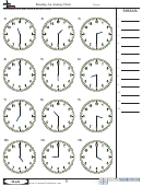 Reading An Analog Clock Worksheet Template With Answer Key