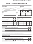 Fillable Driver / Contractor Application Form Printable pdf