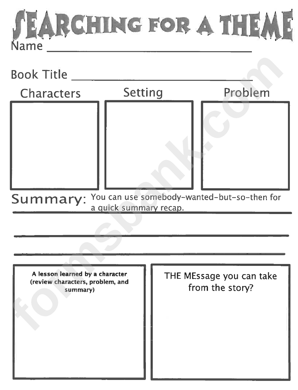 Searching For A Theme Advanced Book Review Template