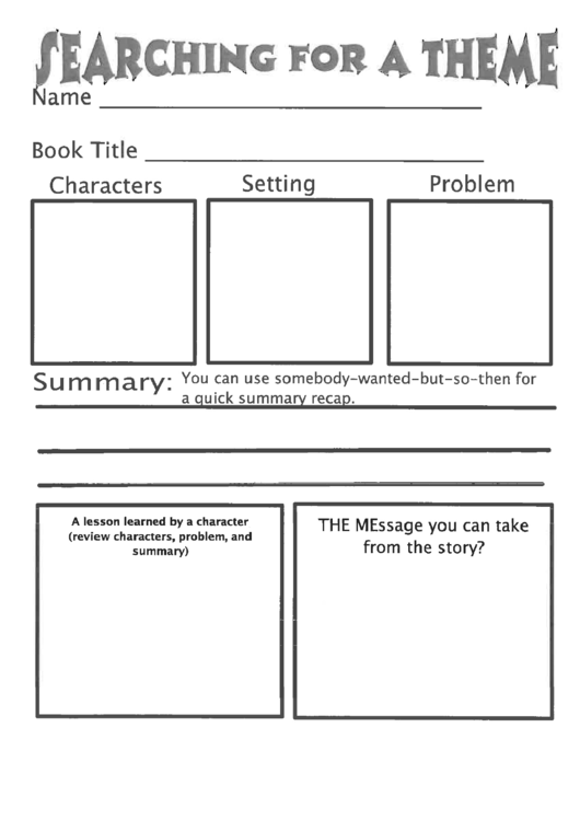 Searching For A Theme Advanced Book Review Template
