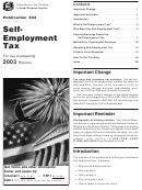 Publication 533 - Self-employment Tax - Department Of Treasury - 2003
