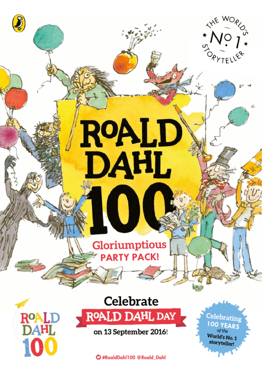 Roald Dahl 100 Kids Activity Worksheet Printable pdf