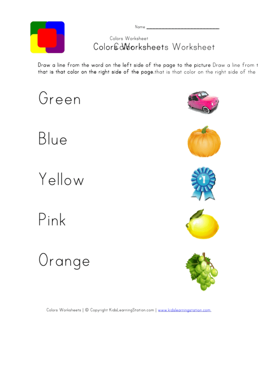 Color Matching Worksheet Printable pdf