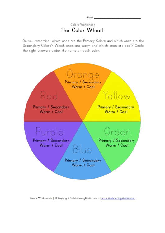 The Color Wheel Worksheet Printable pdf