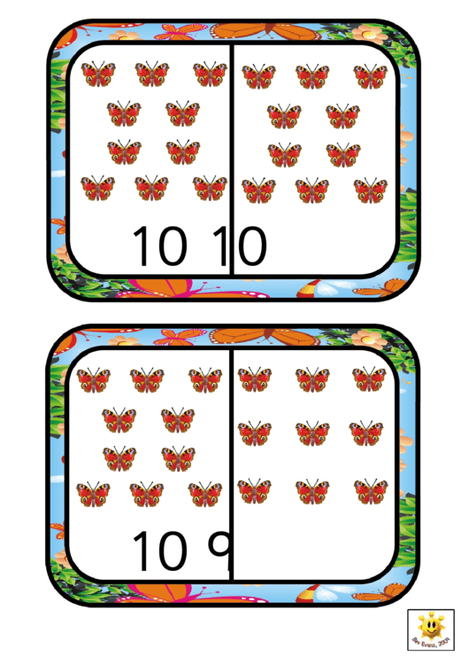 Butterfly Dominoes To 10 Template Printable pdf