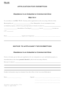 Form Pa-42 - Application For Exemption Residence In An Industrial Or Commercial Zone
