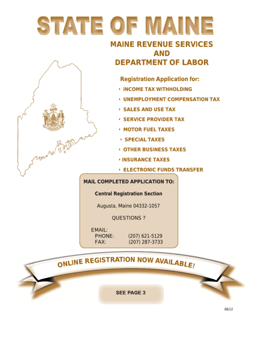 Form Eft - Maine Revenue Services And Department Of Labor Application For Tax Registration Printable pdf
