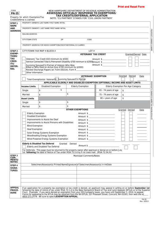 Fillable Form Pa-35 - Assessing Officials
