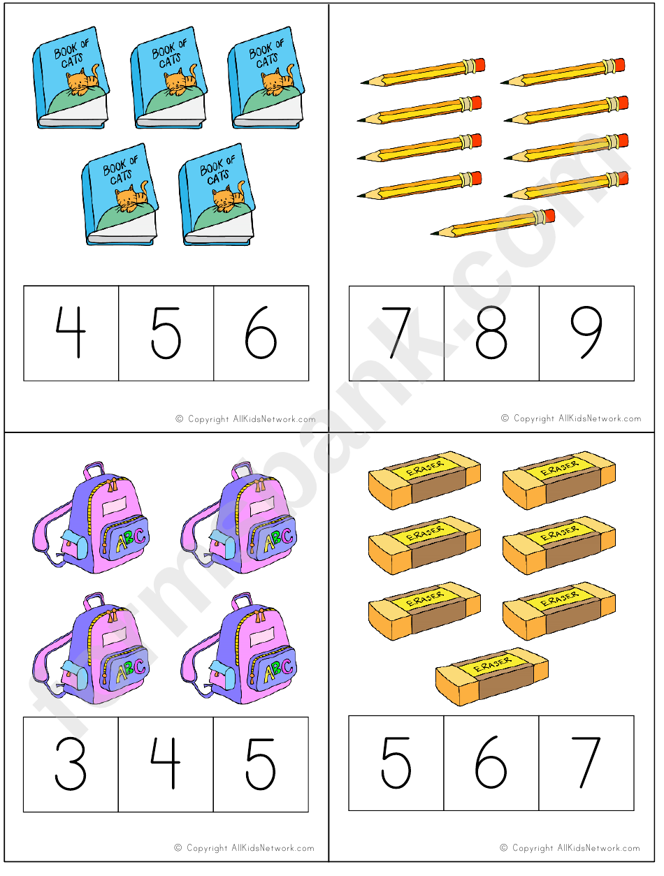 Back To School Count And Clip Cards