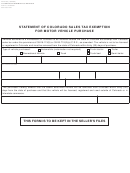 Form Dr 0780 - Statement Of Colorado Sales Tax Exemption For Motor Vehicle Purchas