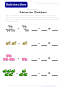 Animals Subtraction Worksheet Template