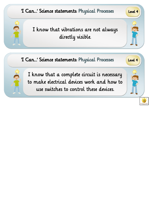 I Can Science Statements Poster Template - Physical Processes