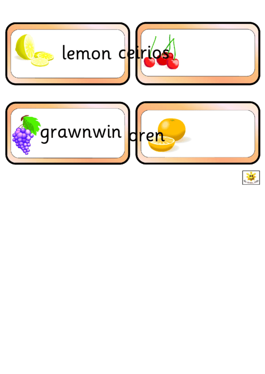Fruits And Berries Word Card Template Printable pdf