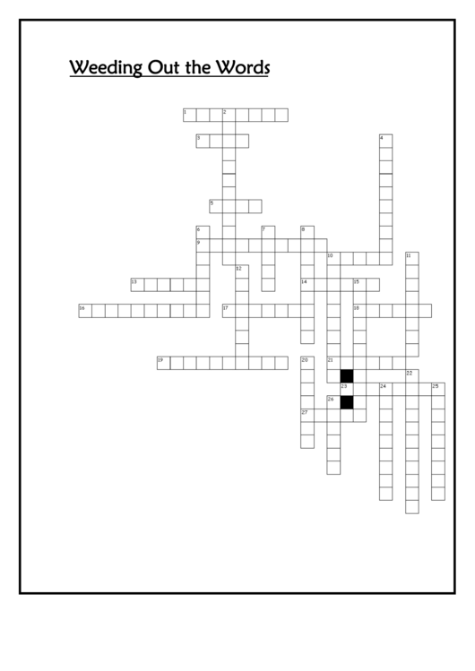 Weeding Out The Words Crossword Puzzle Template Printable pdf