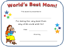 World's Best Mom Certificate Template