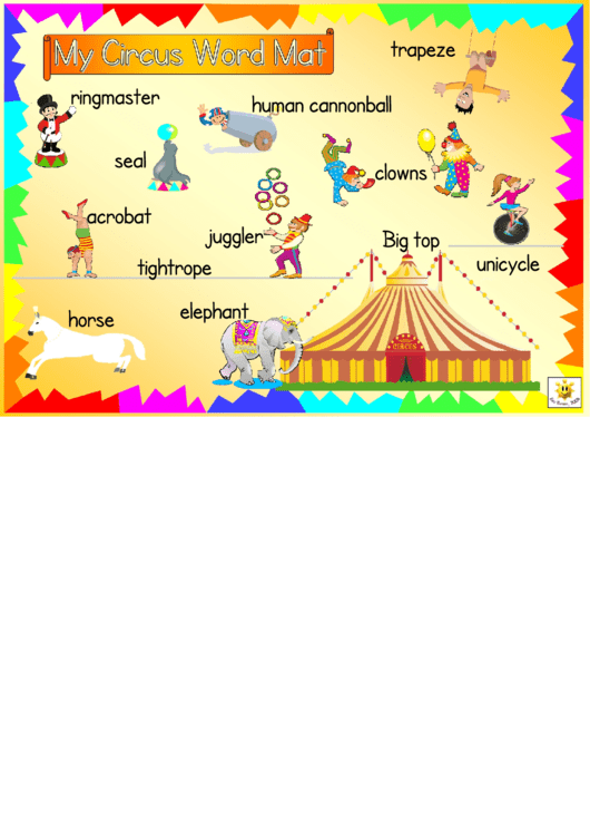 Circus Word Mat Printable pdf