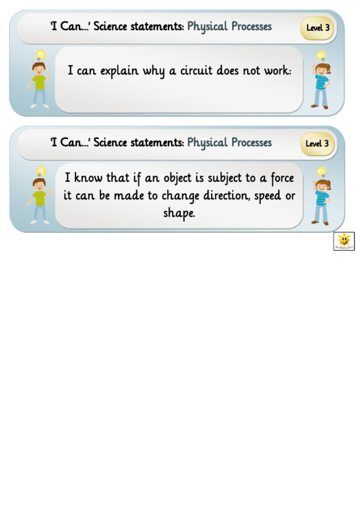 I Can Science Statements Poster Template - Physical Processes Printable pdf