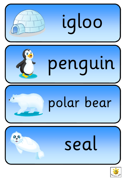 Polar Word Cards Template Printable pdf