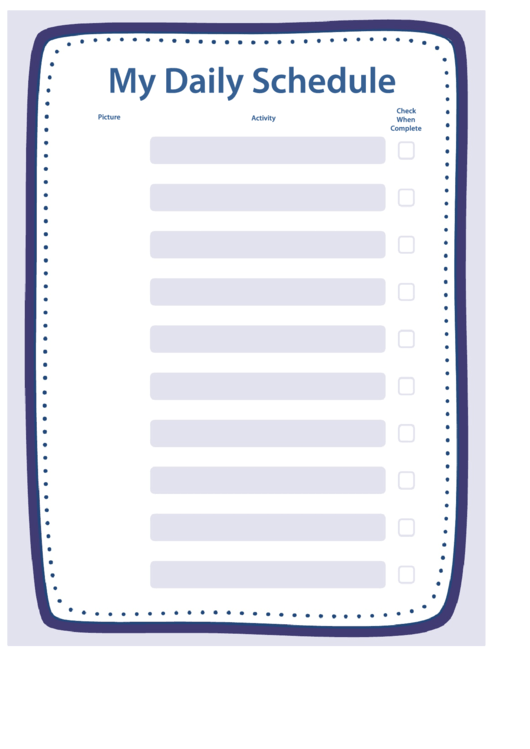 My Daily Schedule Template Printable pdf