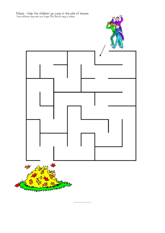 Fall Leaf Maze Game Template Printable pdf